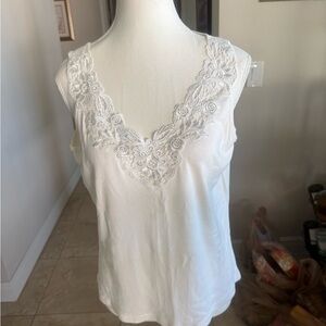 Elegant White Lace Trim Women's Top